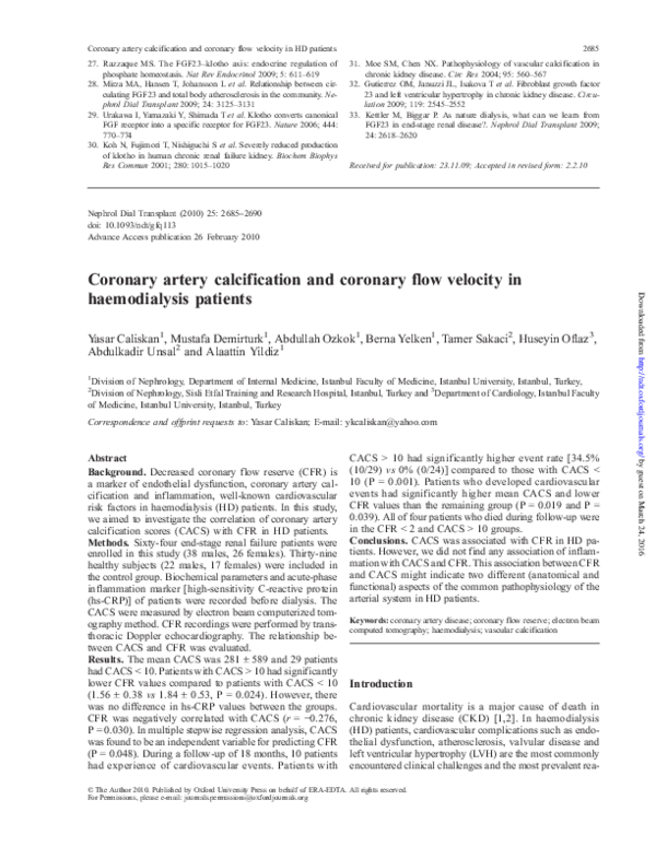 (PDF) Coronary artery calcification and coronary flow velocity in ...