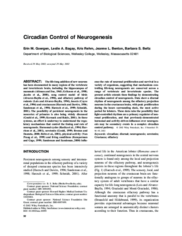 (PDF) Circadian control of neurogenesis