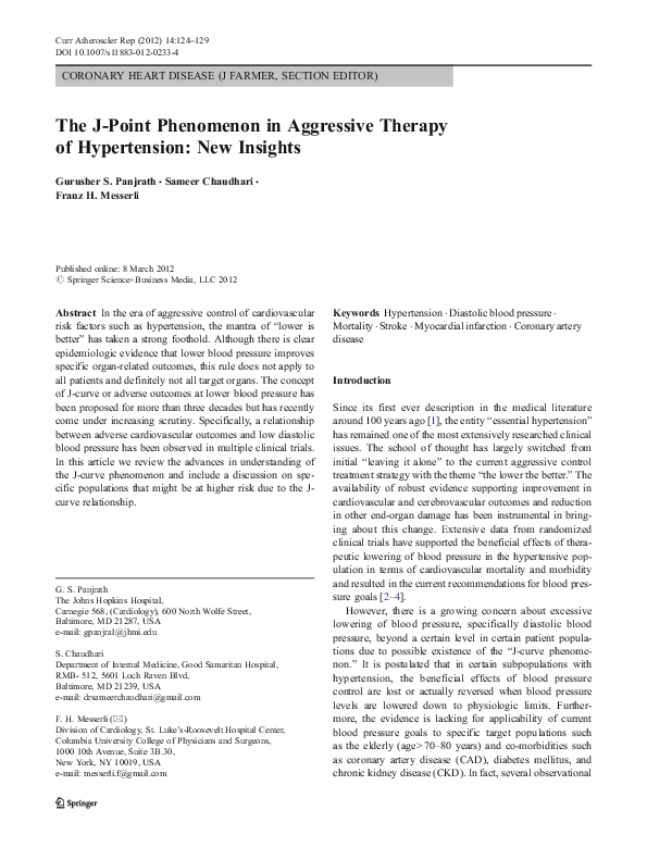 (PDF) The J-Point Phenomenon in Aggressive Therapy of Hypertension: New ...