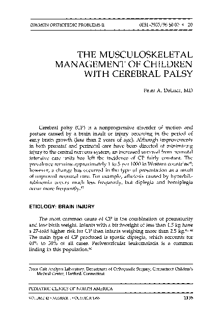 (PDF) The Musculoskeletal Management of Children With Cerebral Palsy