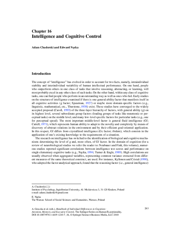 (PDF) Intelligence and Cognitive Control