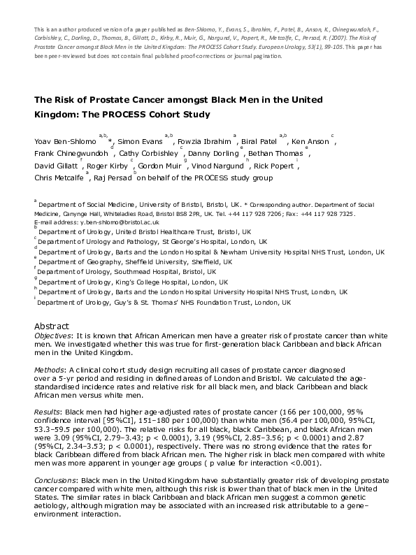 (PDF) The Risk of Prostate Cancer amongst Black Men in the United ...