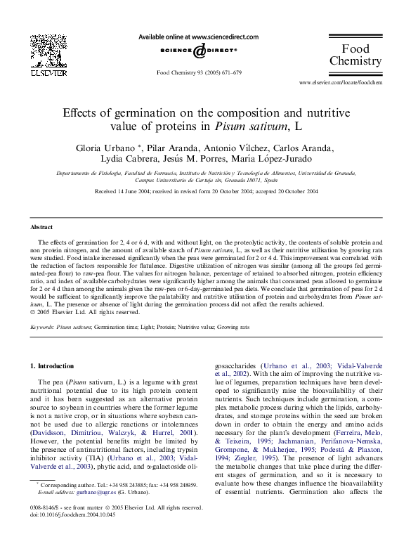 (PDF) Effects of germination on the composition and nutritive value of ...