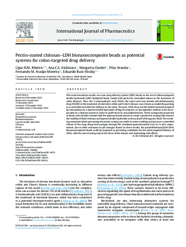 (PDF) Pectincoated chitosanLDH beads as potential