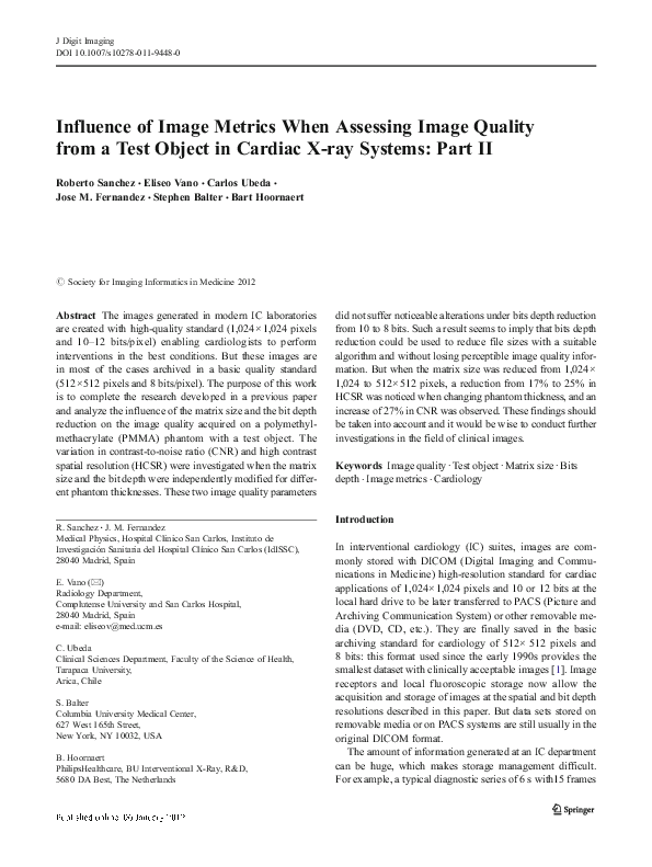 (PDF) Influence of Image Metrics When Assessing Image Quality from a ...
