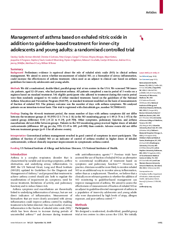 (PDF) Management of asthma based on exhaled nitric oxide in addition to