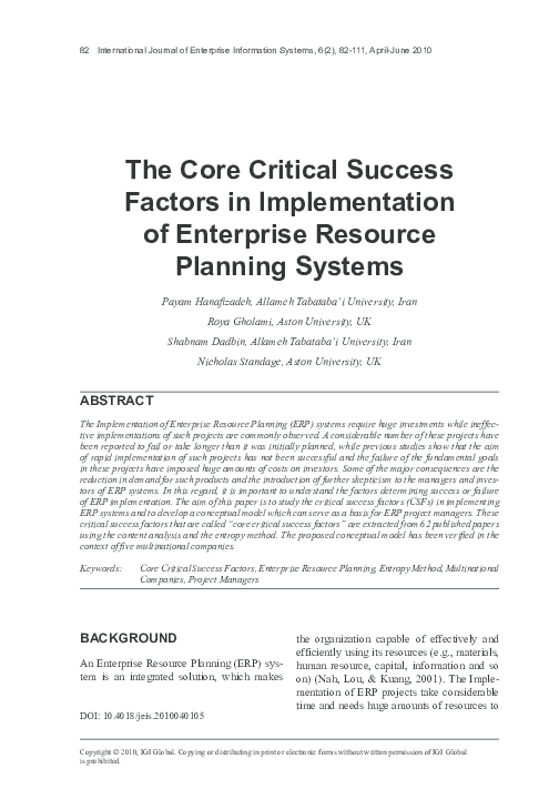 (PDF) The Core Critical Success Factors in Implementation of Enterprise ...