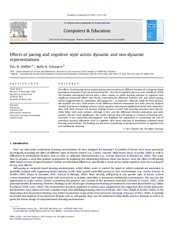 (PDF) Effects of pacing and cognitive style across dynamic and non ...