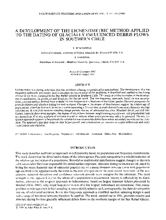 (PDF) A development of the lichenometric method applied to the dating ...