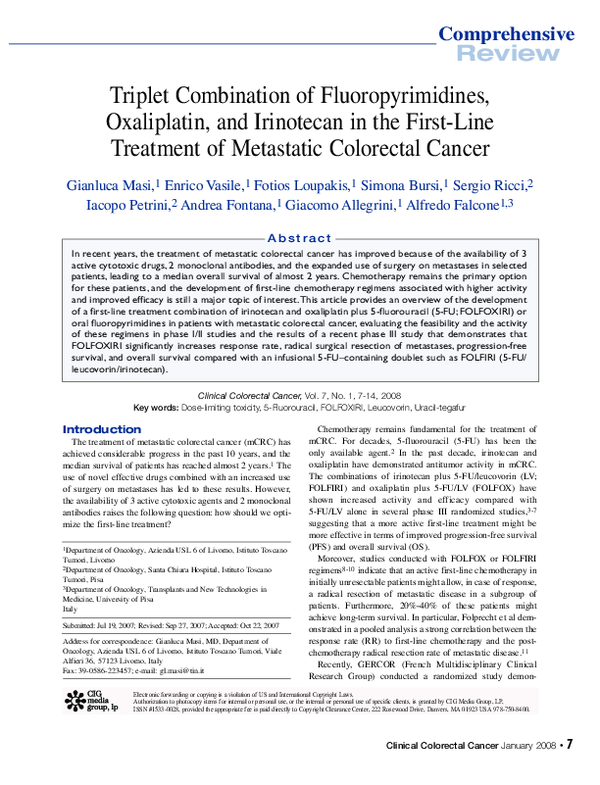 (PDF) Triplet Combination of Fluoropyrimidines, Oxaliplatin, and ...