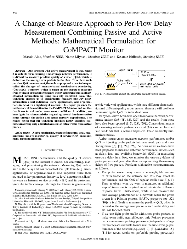 (PDF) A Change-of-Measure Approach to Per- Flow Delay Measurement ...