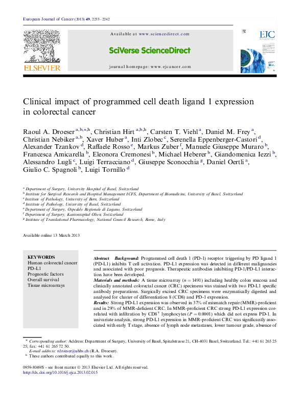 (PDF) Clinical impact of programmed cell death ligand 1 expression in ...
