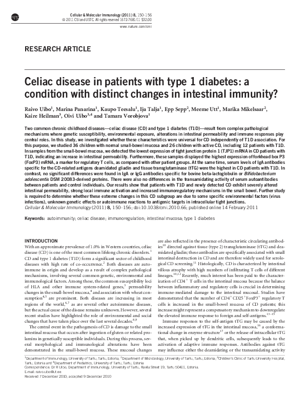 (PDF) Celiac disease in patients with type 1 diabetes: a condition with ...