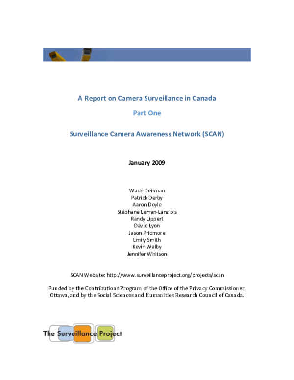 (PDF) A Report on Camera Surveillance in Canada Part One