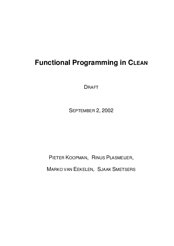(PDF) Functional programming in Clean