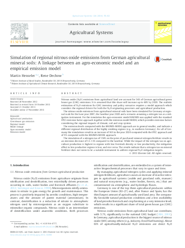 (PDF) Simulation of regional nitrous oxide emissions from German ...
