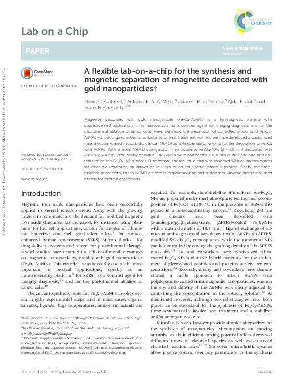 (PDF) A flexible lab-on-a-chip for the synthesis and magnetic ...