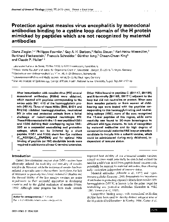 (PDF) Protection against measles virus encephalitis by monoclonal ...