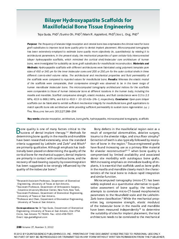 (PDF) Bilayer hydroxyapatite scaffolds for maxillofacial bone tissue ...