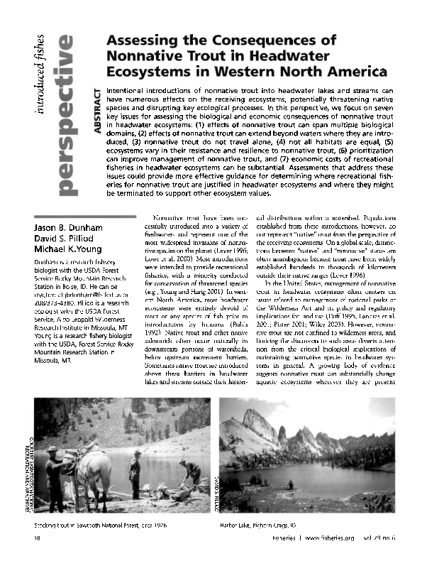 (PDF) Assessing the Consequences of Nonnative Trout in Headwater ...