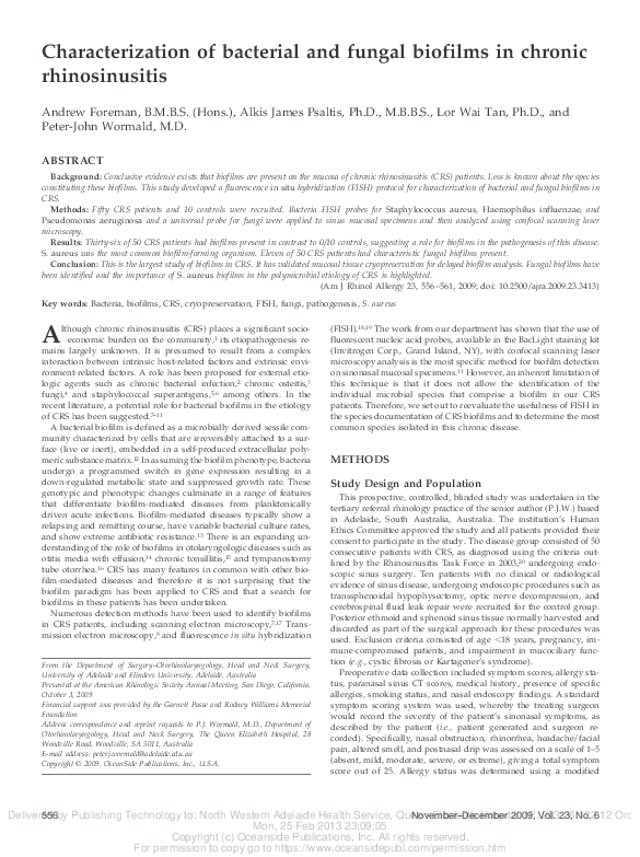 (PDF) Characterization of bacterial and fungal biofilms in chronic ...