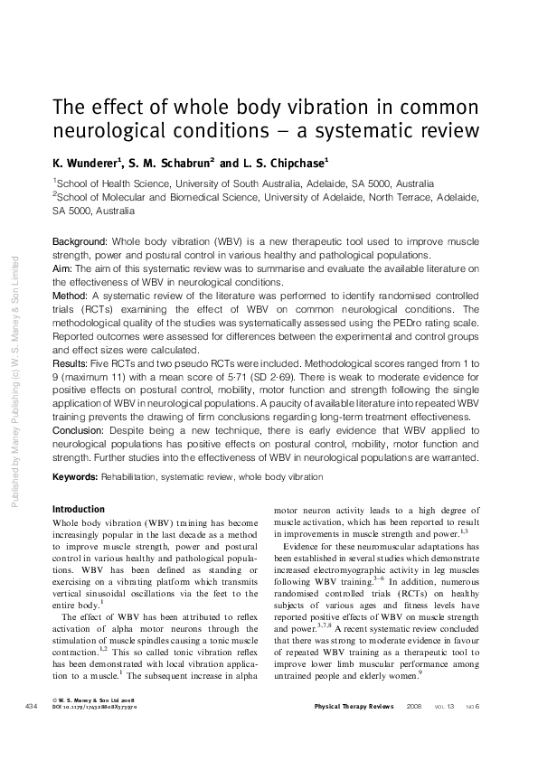 (PDF) The effect of whole body vibration in common neurological ...