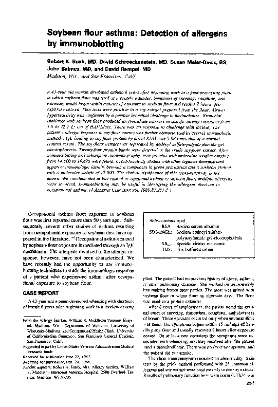 (PDF) Soybean flour asthma Detection of allergens by immunoblotting