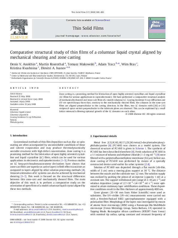 (PDF) Comparative structural study of thin films of a columnar liquid ...