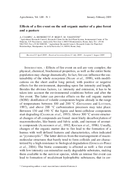 (PDF) Effects of a fire event on the soil organic matter of a pine ...