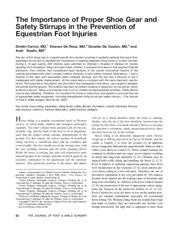 (PDF) The Importance of Proper Shoe Gear and Safety Stirrups in the
