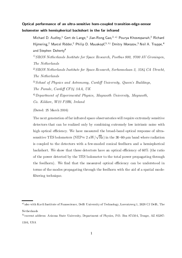 Optical performance of an ultrasensitive horncoupled transitionedge