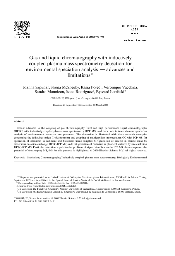 (PDF) Gas and liquid chromatography with inductively coupled plasma
