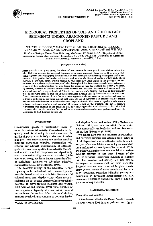 (PDF) Biological properties of soil and subsurface sediments under ...