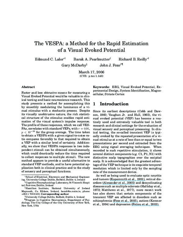 (PDF) The VESPA: A method for the rapid estimation of a visual evoked ...