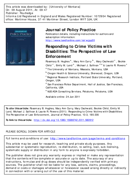 (PDF) Responding to Crime Victims with Disabilities: The Perspective of ...