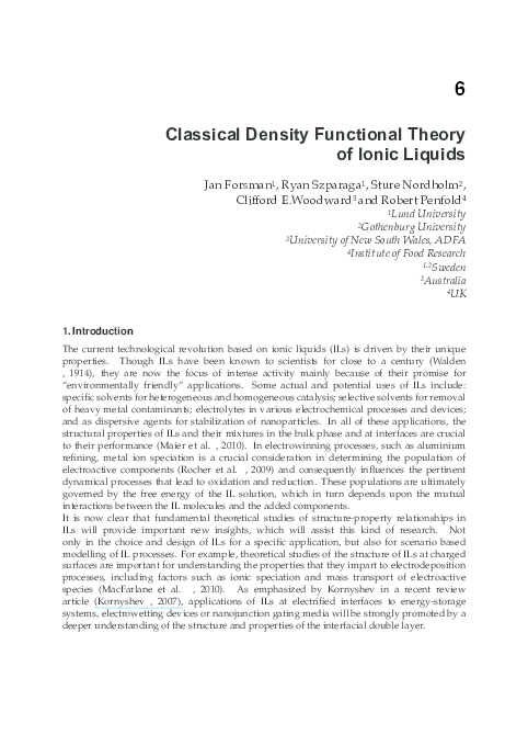 (PDF) A Classical Density Functional Theory of Ionic Liquids