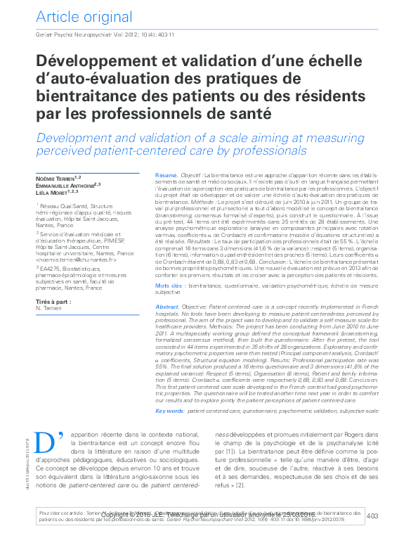 (PDF) [Development and validation of a scale aiming at measuring ...