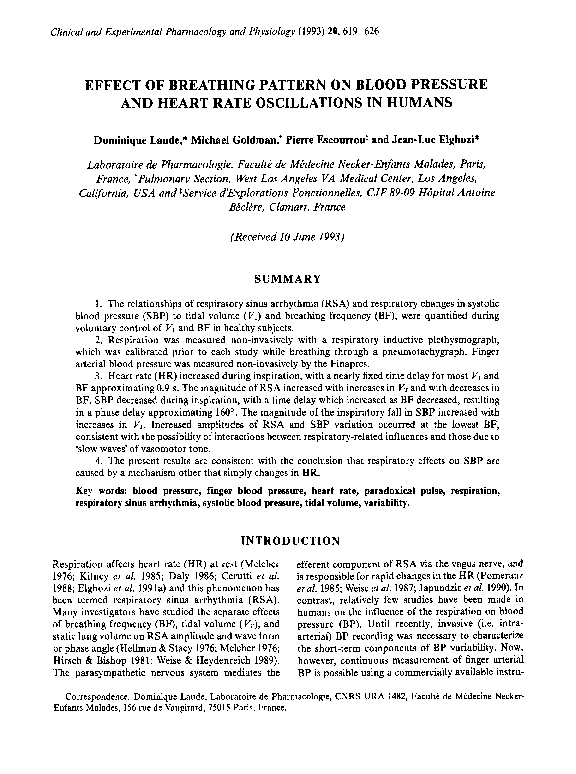 (PDF) EFFECT OF BREATHING PATTERN ON BLOOD PRESSURE AND HEART RATE ...