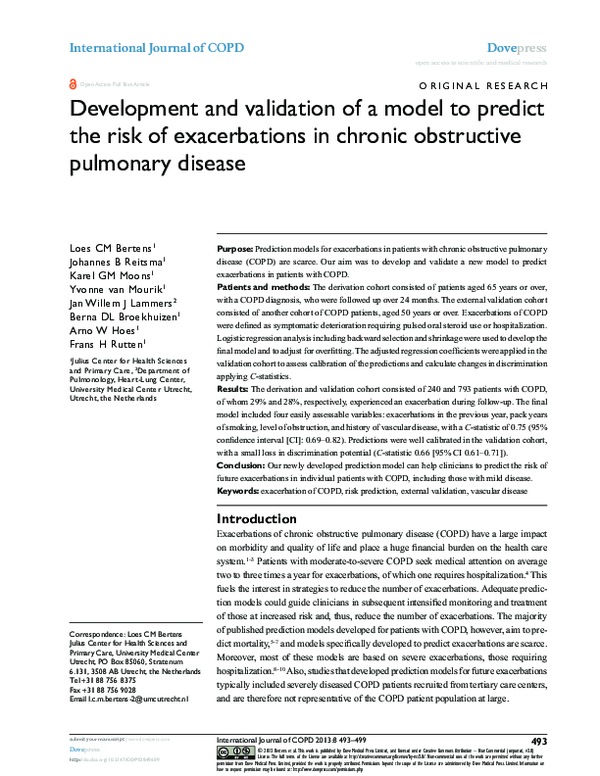 (PDF) Development and validation of a model to predict the risk of ...