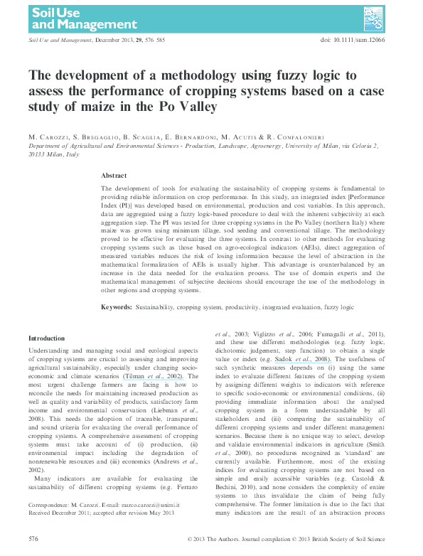 (PDF) The development of a methodology using fuzzy logic to assess the ...