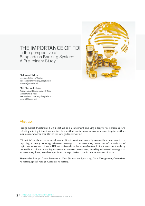 (PDF) THE IMPORTANCE OF FDI in the perspective of Bangladesh Banking ...