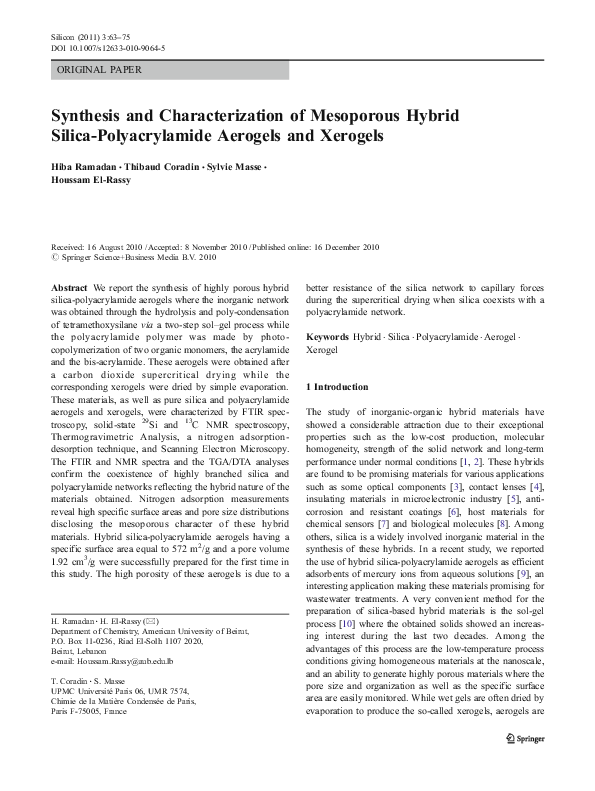 (PDF) Synthesis and Characterization of Mesoporous Hybrid Silica ...