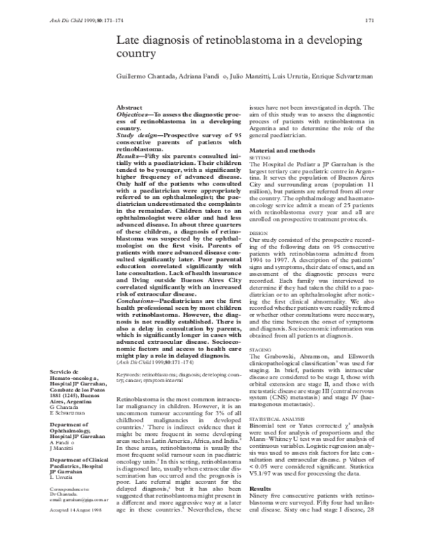 (PDF) Late diagnosis of retinoblastoma in a developing country