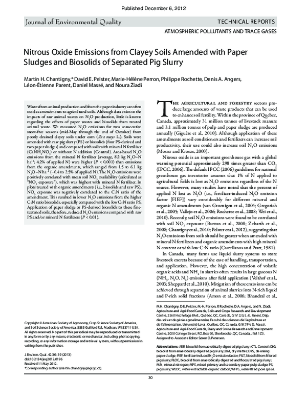 (PDF) Nitrous Oxide Emissions from Clayey Soils Amended with Paper ...