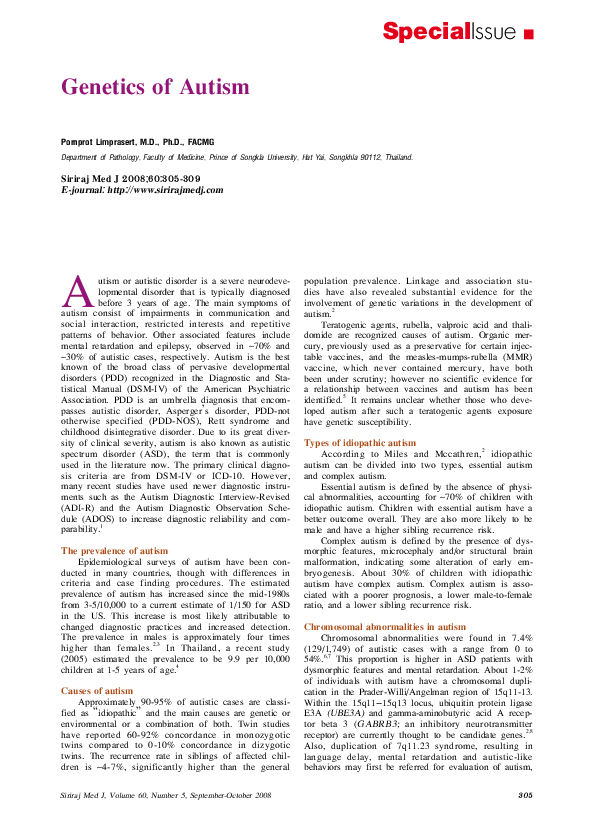 (PDF) Genetics of Autism