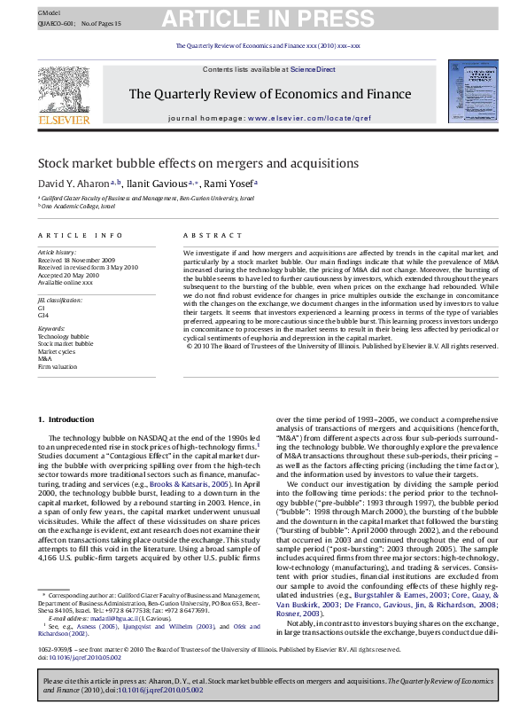 (PDF) Stock market bubble effects on mergers and acquisitions