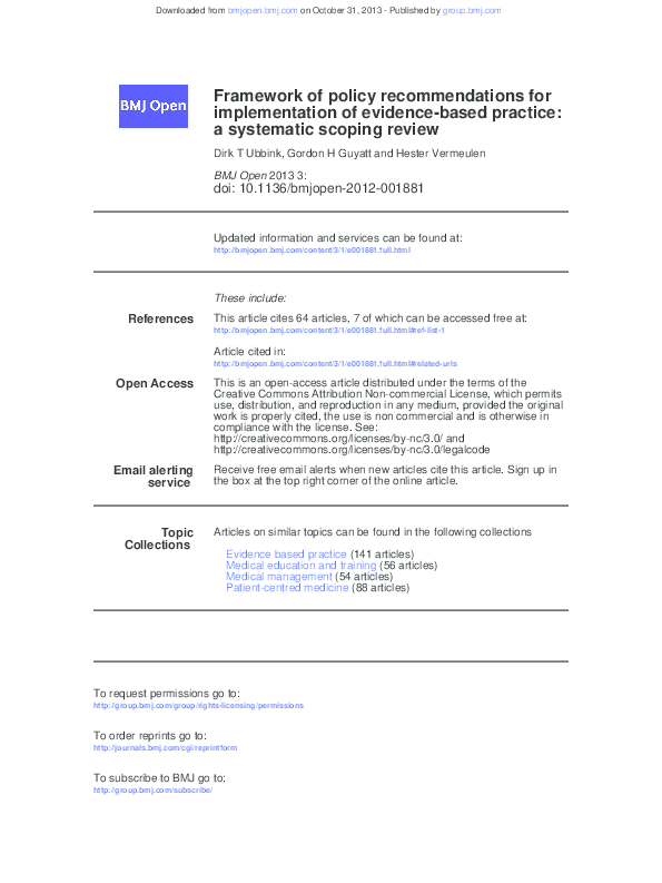 (PDF) Framework of policy recommendations for implementation of ...