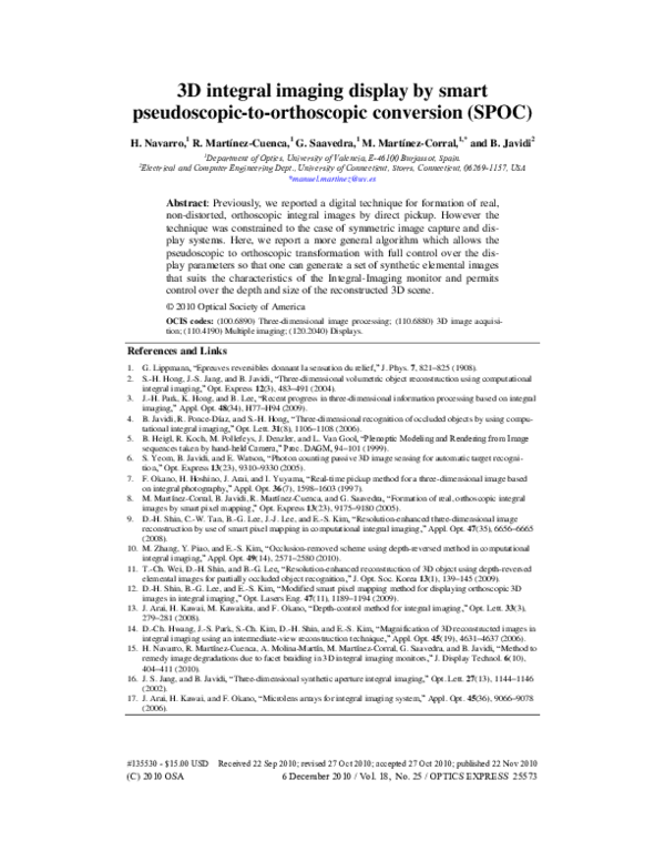 (PDF) 3D integral imaging display by smart pseudoscopic-to-orthoscopic ...