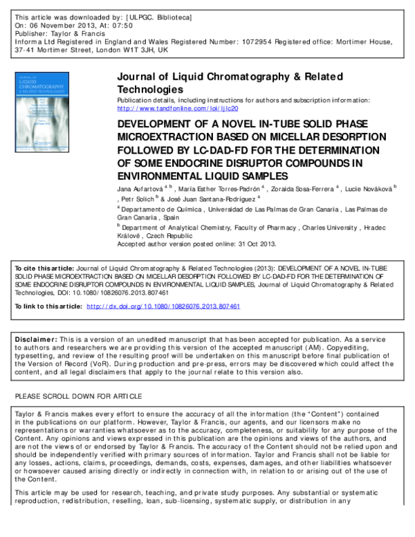 (PDF) DEVELOPMENT OF A NOVEL IN-TUBE SOLID PHASE MICROEXTRACTION BASED ...