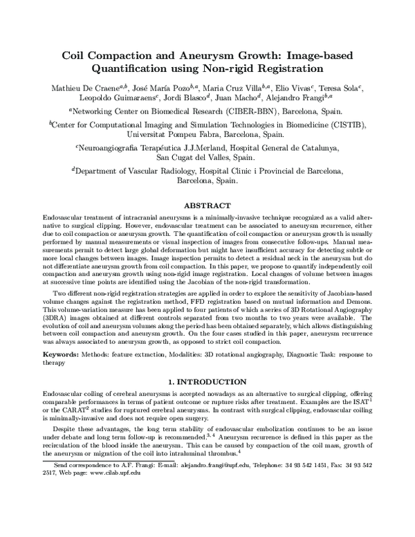 (PDF) Coil compaction and aneurysm growth imagebased quantification